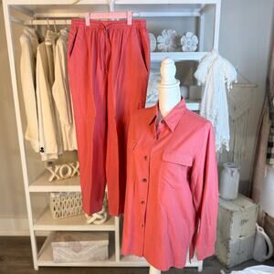 Erin London sz. Medium 100% silk pantsuit coastal,summer, demure 2-pc #3717, 18